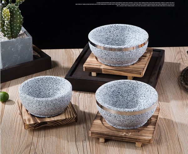 

mix rice bowl korean cuisine naturally thickened stone pot rice sauce soup crack resistance burning resistance stone bowl 038-3