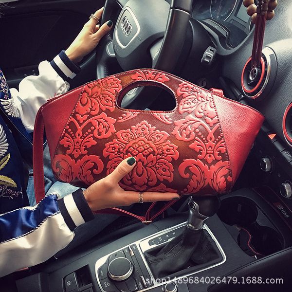 

embossing woman package single shoulder span handbag nation wind woman package concise women's bag crossbody bags