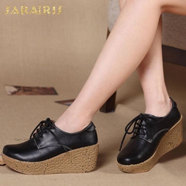 

sarairis 2020 new arrivals dropship wedge high heels concise shoes woman pumps lace up platform spring/autumn pumps women shoes, Black