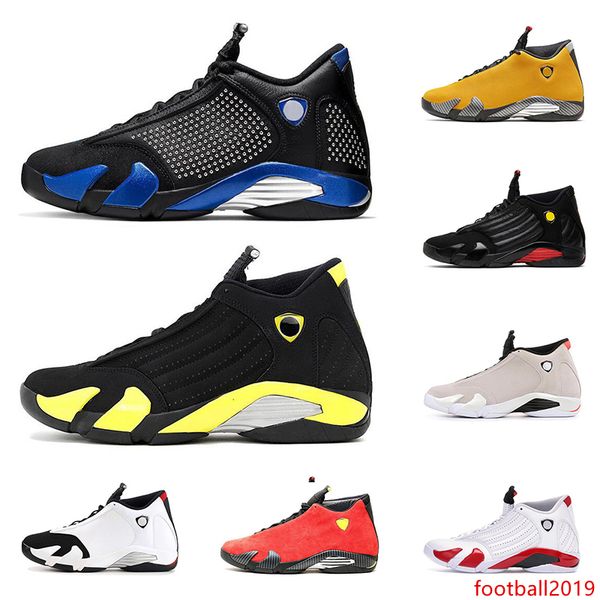 

2019 14s mens basketball shoes 14 defining moments last sthunder varsity royal gold red suede fashion men sports sneakers size 7-13