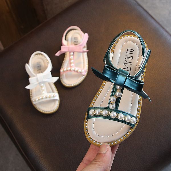 

fashion princess sandals pearl beading child sandals baby beach shoes girls 2020 summer new children shoes, Black;red