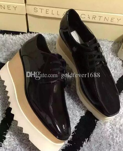 

new ig stella mccartney elyse platform brogues women shoes stars pink patent leather with black sole broque style platform