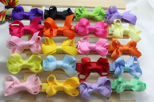 

baby girl 2inch mini hair bow clip with all wrapped ribbon clips ribbon lined alligator clip hairpin fj3232, Slivery;white