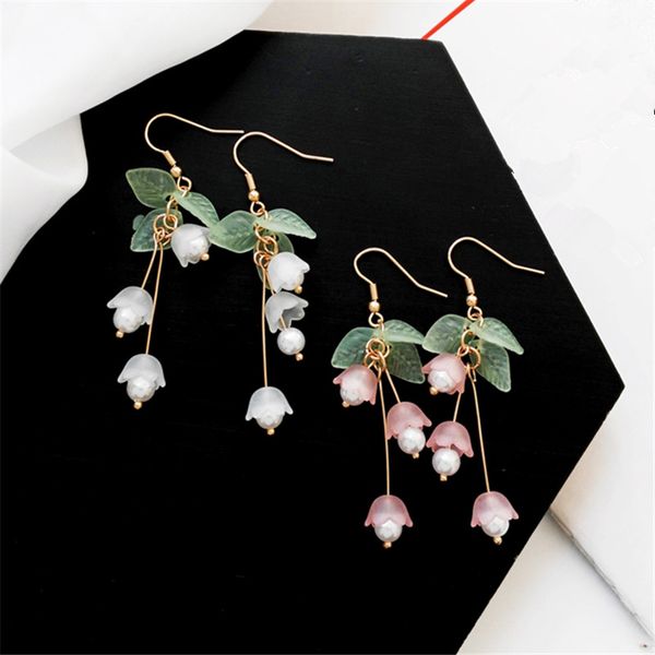 

aestheticism literature eardrop small pure and fresh and sweet girl lilies flowers earring students joker fashion earrings, Golden;silver