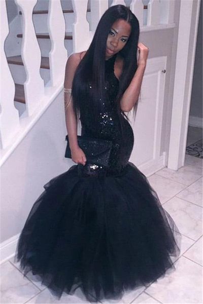Sparkling Black Girl Mermaid Prom Dresses Dubai AfricanTulle Paillettes Lunghezza pavimento Abiti formali Abiti da sera Abiti da cocktail