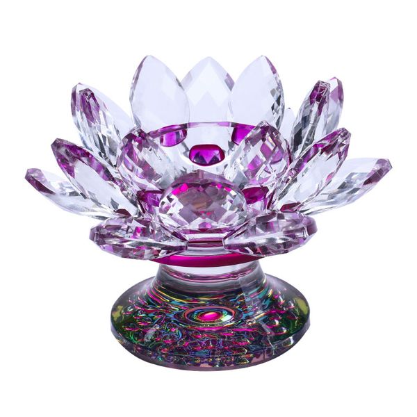 Crystal Lotus Blume Tea Licht Halter Buddhist Kerzenständer Wohnheimdekoration Hochzeitsmittelstücke Kunsthandwerk in Geschenkbox 8 Farben