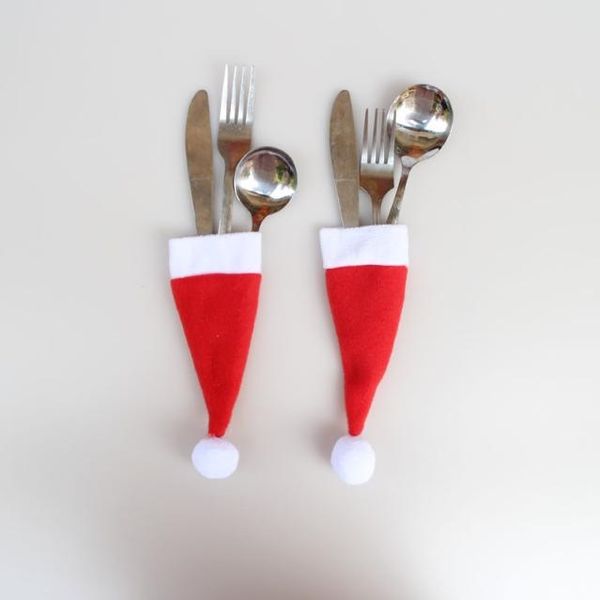 

christmas caps dinnerware sets cutlery holder fork knives silverware pocket xmas decor bag tableware christmas decorations