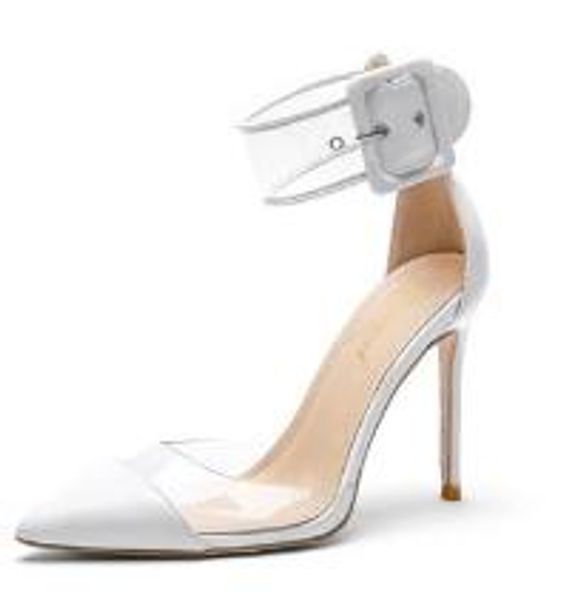 

ladies leather heels, word buckle leather stilettos, tip without toe, size: 34-41, white, Black