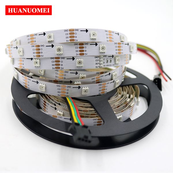 Striscia LED APA102 5V 32LED/m, nastro flessibile natalizio digitale indirizzabile 5050 SMD RGB Pixel programmabile, PCB BIANCO, IP20 non impermeabile