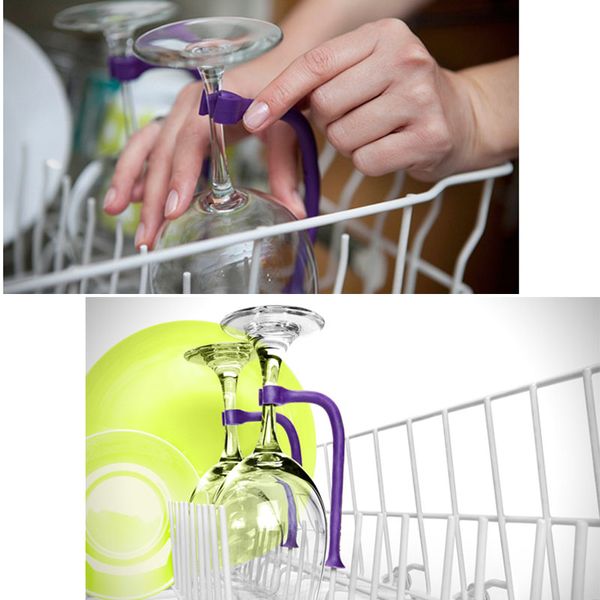 

wine glass holder dishwasher connector attachment goblet adjustable fixed silicone clip fping