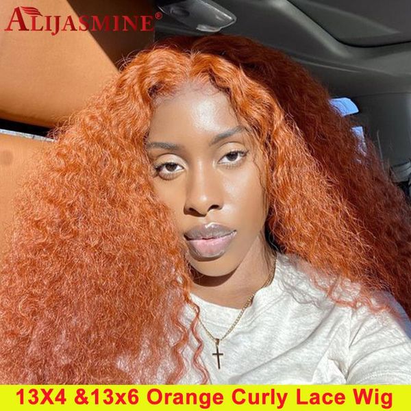 

lace wigs ginger orange front wig long curly 13x6 human hair for women peruvian remy pre plucked with baby, Black;brown