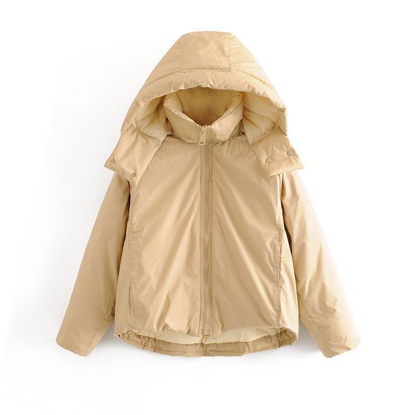 

winter parka women hooded jacket vintage thick warn solid ladies zipper coat elegant female outwear loose padded coats, Black