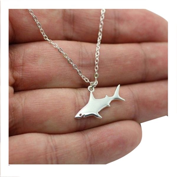 

симпатичные серебряная акула кулон ожерелье женская мода ожерелье животных серебро, Silver