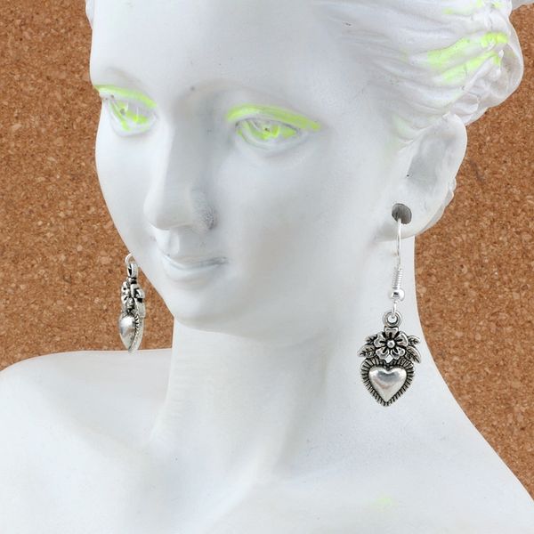 

heart flower charm earrings silver fish ear hook 20pairs/lot antique silver chandelier jewelry diy 11.5x35.2mm a-534e