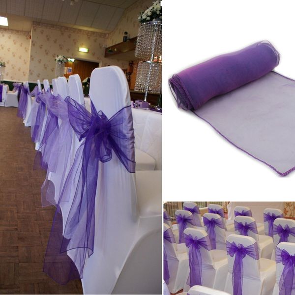 

30pcs/lot wedding organza 18 x 275cm organza chair cover sashes bow sash wedding banquet party decoration ing