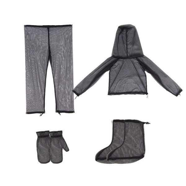 

outdoor bug wear anti mosquito suit jacket mitts pants socks net yarn mesh cloth, Camo;black