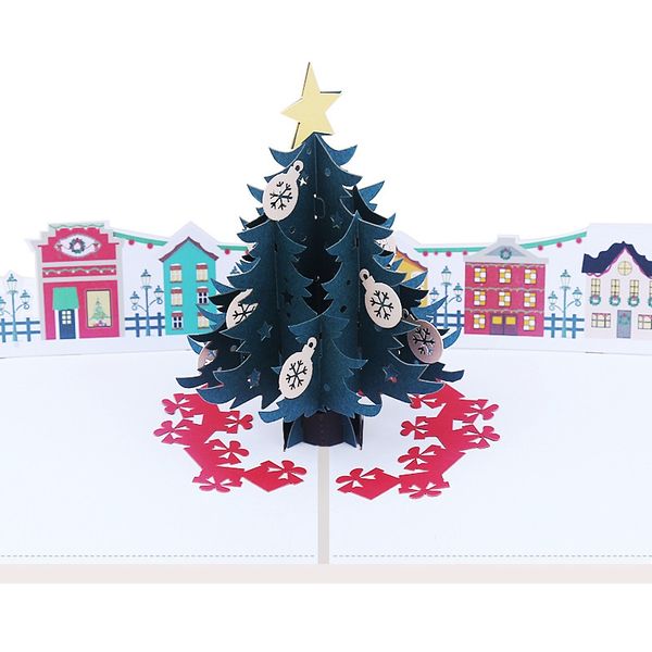 

winter festival greeting gifts card 3d popup christmas tree christmas card happy holiday invitations blessing for relatives