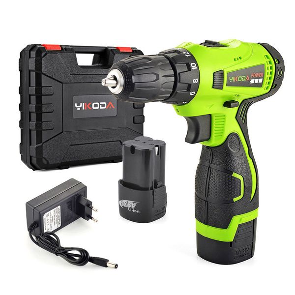 

16.8v household cordless drill double speed electric screwdriver rechargeable power tools two lithium battery plastic case