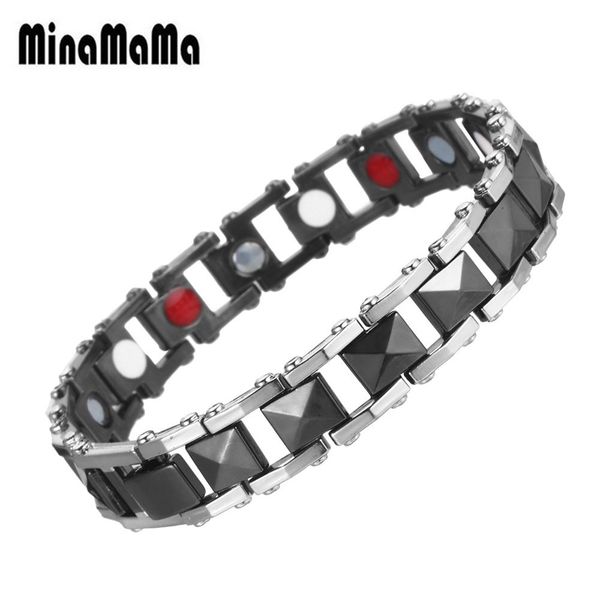 

fashion energy magnetic bracelet for men copper chain link bracelet health germanium negative ion far infrared jewelry, Black