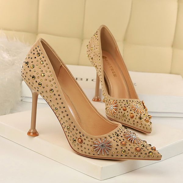 

2020 women shoes spring fashion pointed toe pumps dress high heels shoes wedding shoes, Black