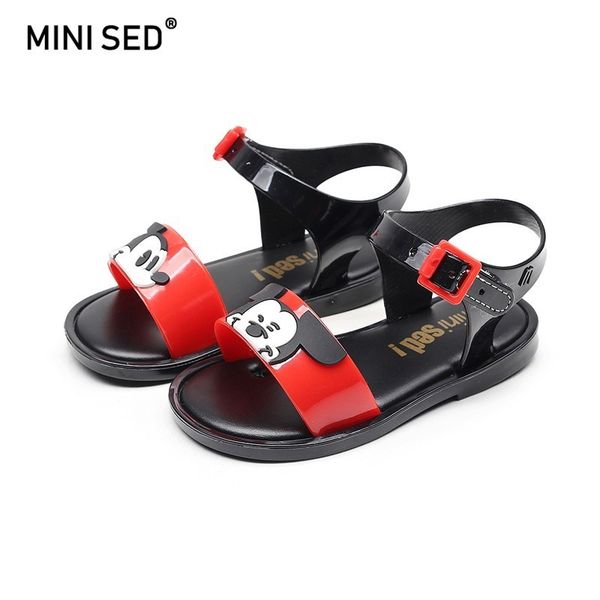 

original 2019 girl cartoon jelly sandals girls shoes children sandal non-slip kids beach shoes mini melissa style, Black;red