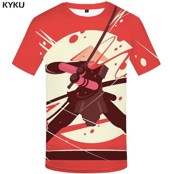 

kyku brand ninja t shirt men war tshirt printed moon t-shirts 3d red shirt print cartoon tshirts casual mens clothing hip hop, White;black