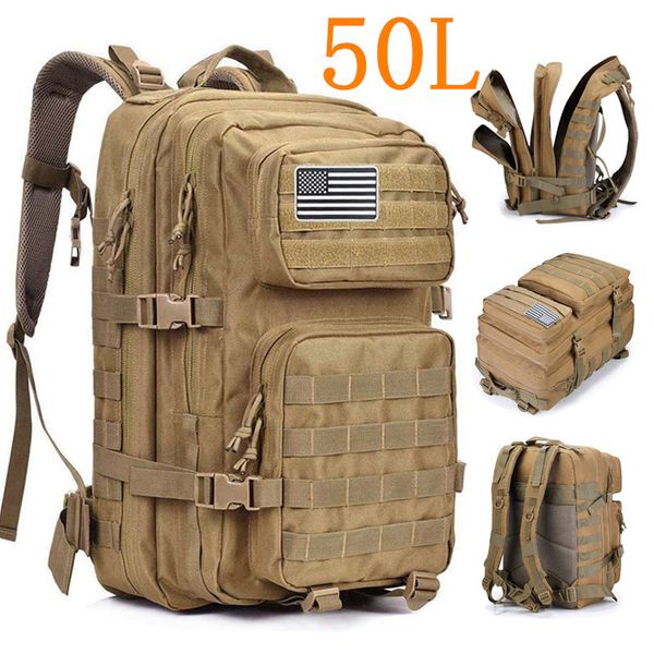 

50l large capacity men army tactical backpack 3p softback outdoor hiking camping rucksack hunting camping travel bag