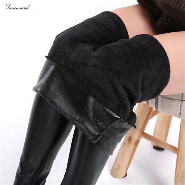 

plus size velvet leather legging warm winter women faux leather leggin long high waist legging 5xl women, Black