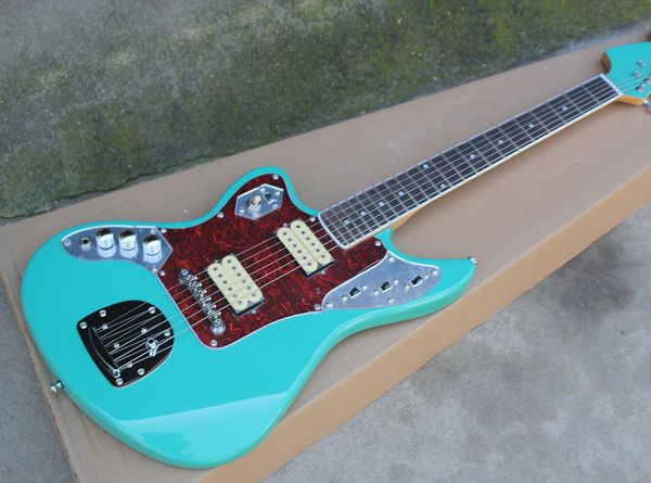 

wholesale left handed blue electric guitar with red tortoise pickguard,hh pickups provide customization 0418