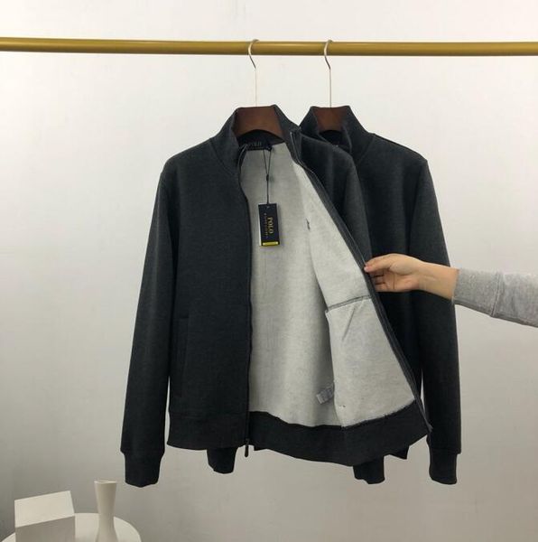 

luxury ralph mens lauren jacket personality designer black pony embroidery plus fleece cardigan jackets british style boutique collar jacket, Black;brown