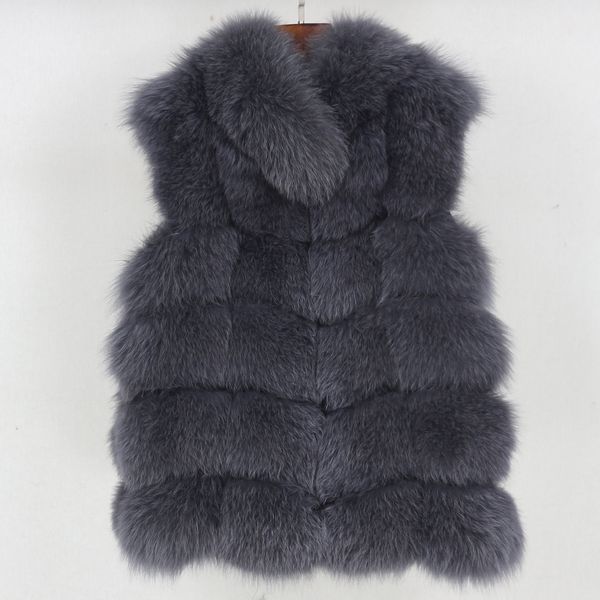 

women's fur & faux winter jacket women stand collar 2021 real vest coat natural big fluffy outerwear streetwear thick warm, Black