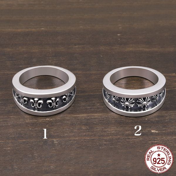

925 sterling silver ring personality stylish retro cross anchor style fashionable street punk style jewelry gift for lovers 2020 new hot