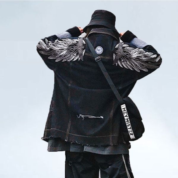 

2019 new spring autumn coat women black denim jacket bf harajuku loose large size female embroidery hole jeans jacket hip hop, Black;brown
