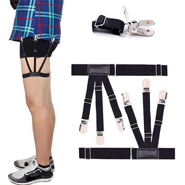 

mens shirt stays upgrade adjustable elastic garter shirts holder elastic suspenders 30n14, Black;white