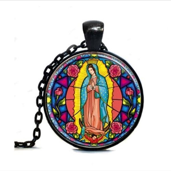 

2019 our lady of guadalupe pendant necklace virgin mary sacred heart religious art pendant necklace, Silver