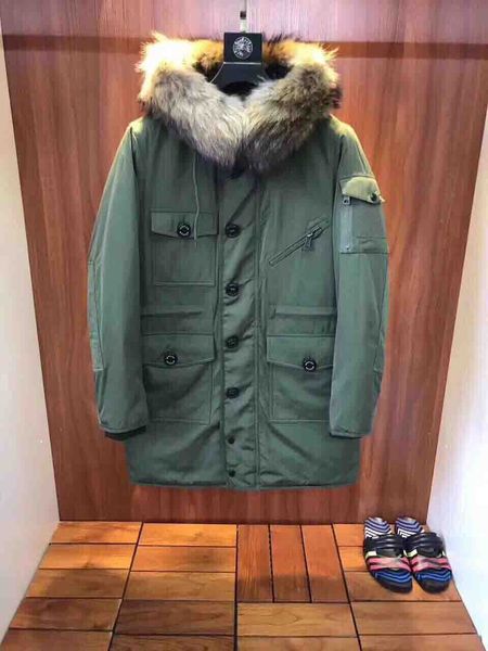 

Army green 90 duck coat brand m xxm0n men 039 parka down long jacket parka winter warm thick down coat hooded fur collar down jacket, Black