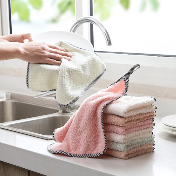 

4 pcs kitchen nonstick oil scouring pad cleaning cloth washing cloth to wash towel brush bowl sponge kitchen tools