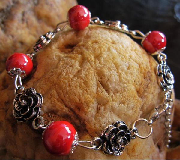 

китай народная мяо серебряные керамические бусы цветок ручной работы ювелирные изделия струны браслет для женщин 9 цветов mix оптовая, Golden;silver