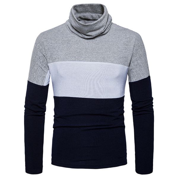 

autumn and winter mens slim high collar fashion personality mens british style long fashion sleeve sweater, White;black