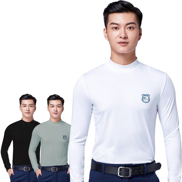 

men golf clothing winter plus velvet bottom shirt autumn long sleeve thermal underwear shirts golf apparel d0661, Black;blue
