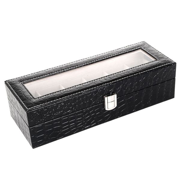 

crocodile jewelry storage box jewelry box can be seen in the watch, Black;blue