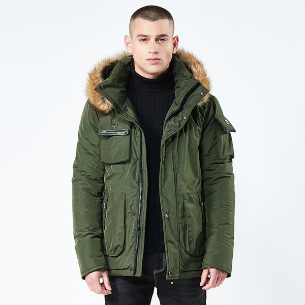 

men's winter down jacket faux fur collar long thick cotton parkas coat men hooded outwear waterproof jacket cotton padded parka, Black