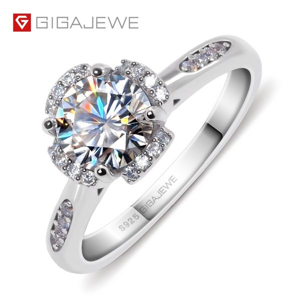 

gigajewe moissanite ring 1.2ct vvs1 round cut f color lab diamond 925 silver jewelry love token woman girlfriend courtship gift, Golden;silver