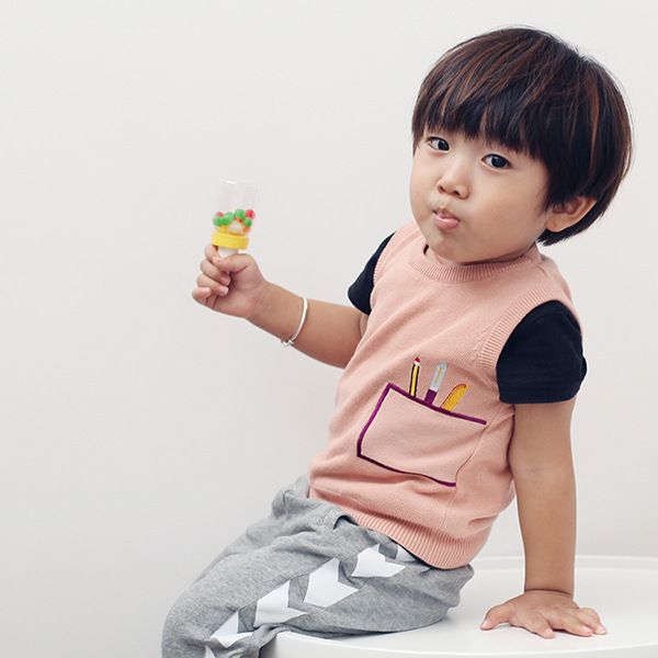 

дети случайный стиль вязаные жилет мальчиков рукавов свитер девочек карман жаккард жилет дети осень пуловер жилет верхняя одежда, Blue