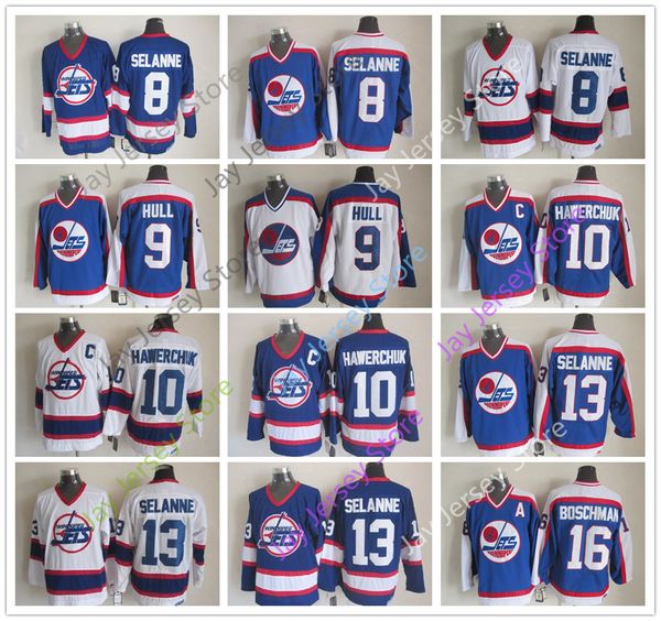 

Winnipeg Jets Jersey Ice Hockey CCM Old Time 8 13 Teemu Selanne 9 Bobby Hull 10 Dale Hawerchuk 16 Laurie Boschman