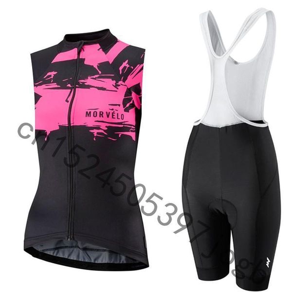 

2020 ropa ciclismo morvelo team summer women cycling jersey set mtb maillot breathable bike clothing quick -dry sleeveless bicycle sport, Black;red