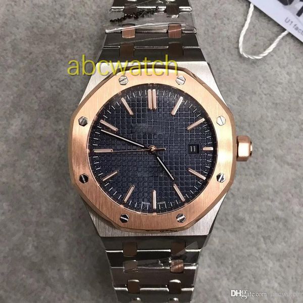 

luxury watch atch quality 18ct rose gold octagonal 42mm sapphire glass original butterfly buckle 6 style selection, Slivery;brown