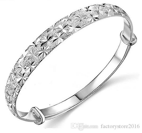 

925 sterling silver plated bracelets brand charm star cuff bangle bracelet jewelry for women ing, Black