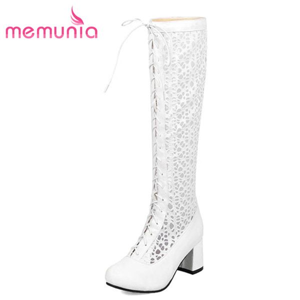 

memunia new arrive 2018 knee high boots elegant cross tied winter boots extreme high heels women big size 34-46, Black