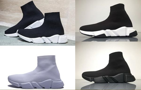 

brand speed sock sneakers mens women stretch-knit mid sneakers speed trainer running shoes lightweight casual sports shoes dust bags, Black